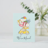 Auto mit Reisekoffern Wir haben die Postkarte vers (Stehend Vorderseite)