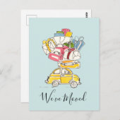 Auto mit Reisekoffern Wir haben die Postkarte vers (Vorne/Hinten)