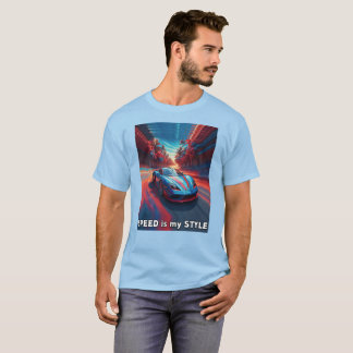 Auto mit roten und blauen Effekten T-Shirt