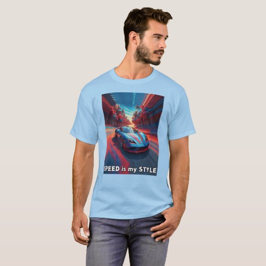 Auto mit roten und blauen Effekten T-Shirt (Vorne ganz)