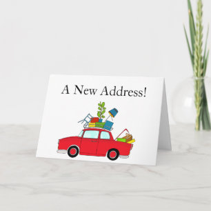 Auto mit Sachen Neue Adresskarte Ankündigung