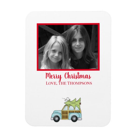 Auto mit Weihnachtsbaum Magnet (Vertikal)