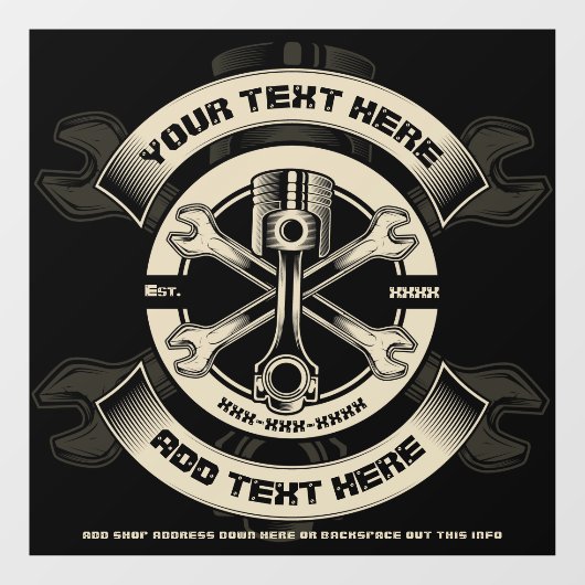 Auto-Moto-Reparaturgeschäft individuell anpassen Fensteraufkleber (Blatt)