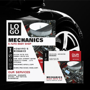 Auto Motor, Kfz-Mechaniker und Reparaturwerbung Flyer