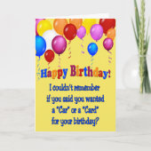 "Auto" oder "Karte?" Geburtskarte. Funny Karte (Vorderseite)