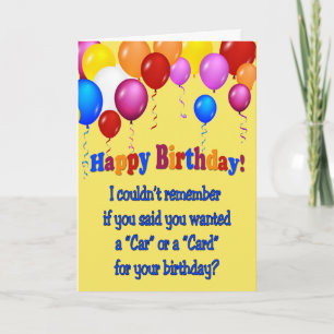 "Auto" oder "Karte?"  Geburtstagskarte.  Funny Karte