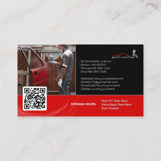 Auto Paint Workshop | Beruflich Visitenkarte (Rückseite)