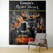 Auto-Partyfeuer Hochzeitshintergrund Wandteppich (Beispiel)