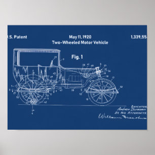 Auto-Patent 1920 Blaupausen-Wandkunstposter Poster