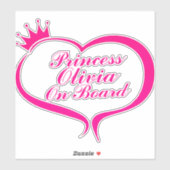 Auto "Princess on board" Aufkleber (Blatt)