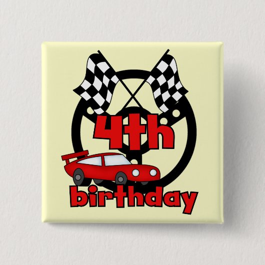 Auto Racing 4. Geburtstag Tshirts und Geschenke Button (Vorderseite)