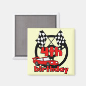 Auto Racing 4. Geburtstag Tshirts und Geschenke Magnet (Vorderseite/Rückseite)