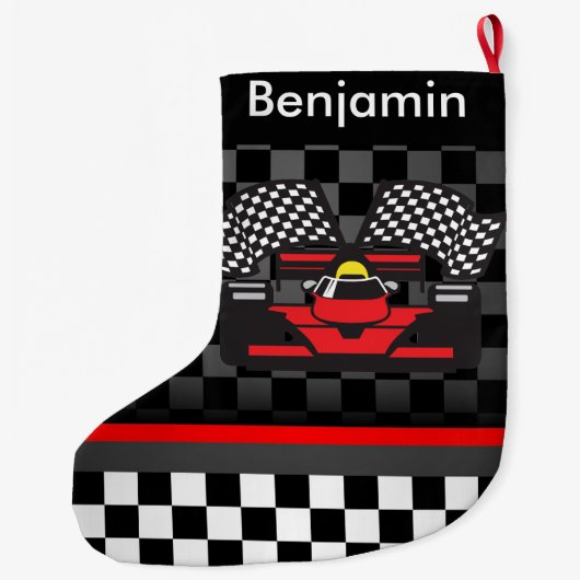 Auto Racing Design Große Weihnachtsfeier Strumpf Großer Weihnachtsstrumpf (Rückseite)