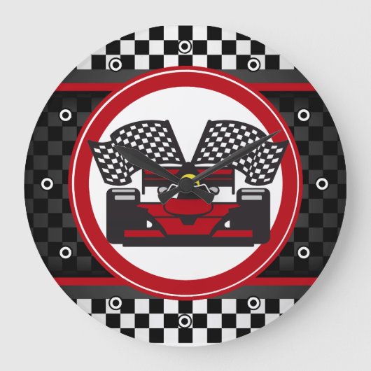 Auto Racing Design Wall Clock Große Wanduhr (Vorderseite)
