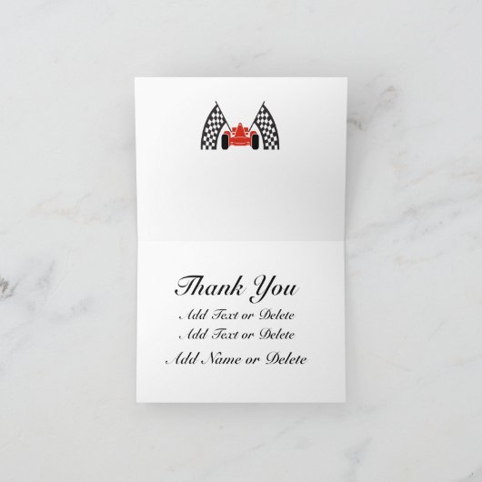 Auto Racing Race Car Vielen Dank oder Leere Note Dankeskarte (Innenseite)