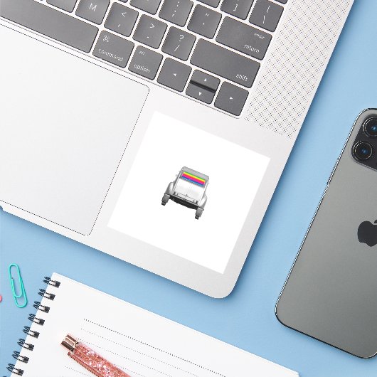 Auto + Regenbogen Aufkleber (Laptop mit iPhone)