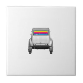 Auto + Regenbogen Fliese