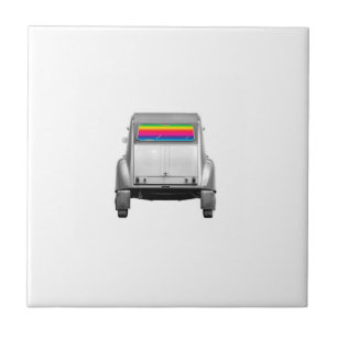 Auto + Regenbogen Fliese