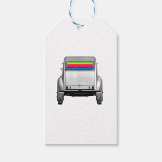 Auto + Regenbogen Geschenkanhänger (Vorderseite)