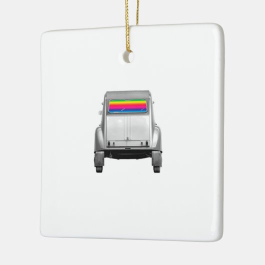 Auto + Regenbogen Keramikornament (Links)