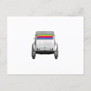 Auto + Regenbogen Postkarte