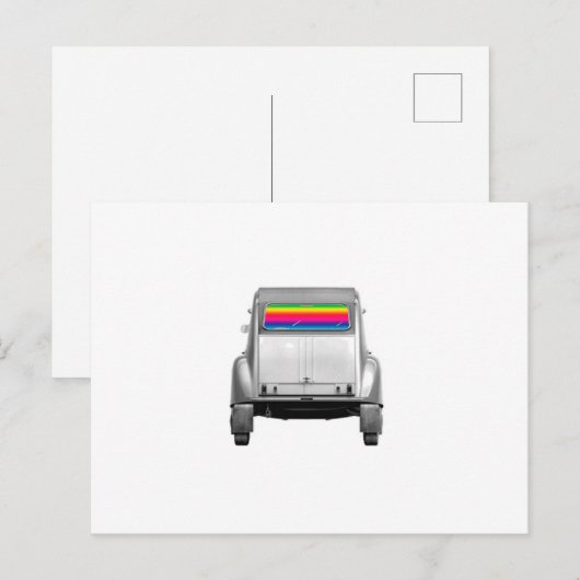Auto + Regenbogen Postkarte (Vorne/Hinten)