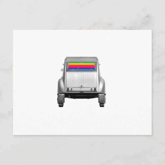 Auto + Regenbogen Postkarte (Vorderseite)