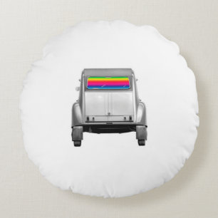 Auto + Regenbogen Rundes Kissen
