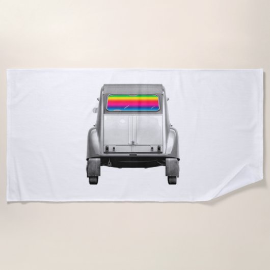 Auto + Regenbogen Strandtuch (Vorderseite)