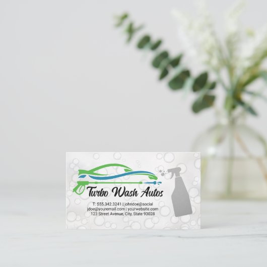 Auto-ReinigSpray | Seifenblasen Visitenkarte (Stehend Vorderseite)