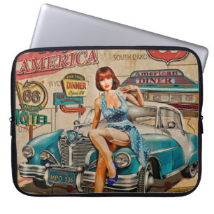 Auto reisen durch Amerika Vintage Poster. 66,Rout Laptopschutzhülle