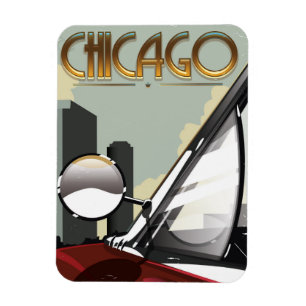 Auto-Reiseplakat Chicago-Stadt Vintages Magnet