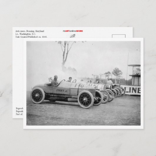 Auto Rennen bei Benning, Md. Postkarte (Vorne/Hinten)