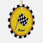 Auto-Rennen-Fan-Checkered Flaggen-Namen-Jahr Keramik Ornament (Rechts)