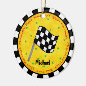 Auto-Rennen-Fan-Checkered Flaggen-Namen-Jahr Keramik Ornament (Links)