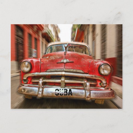 Auto"Rennen" in den Straßen des alten Havanna, Kub Postkarte (Vorderseite)