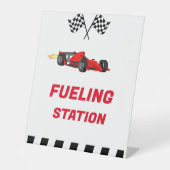 Auto-Rennen wachsen zwei schnelle Tankstellen-Zeic Sockelschild (Vorderseite)