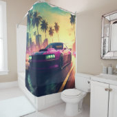 Auto-Rennfahrzeug Stadt Himmel Duschvorhang (Beispiel)