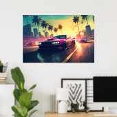 Auto-Rennfahrzeug Stadt Himmel Poster (Heimbüro)