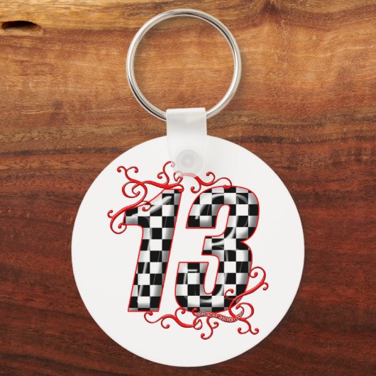 Auto-Rennnummer 13 Schlüsselanhänger (Vorderseite)