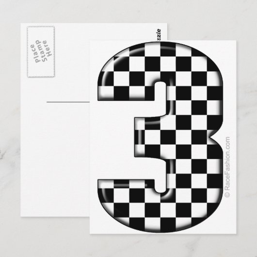 Auto-Rennnummer 3 Postkarte (Vorne/Hinten)