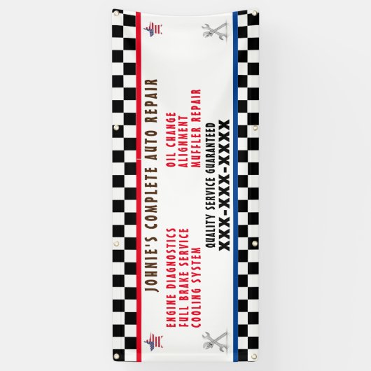 Auto Repair Shop Full Service USA Flag anpassen Banner (Vertikal)
