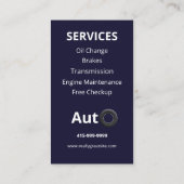 Auto-Reparatur für Berufliche Automobile Visitenkarte (Rückseite)