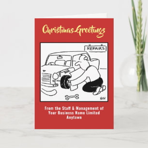 Auto-Reparatur in Garage Weihnachtskarte Feiertagskarte