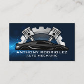 Auto Reparatur Kolben Zahnräder Logo | Techniker Visitenkarte (Vorderseite)