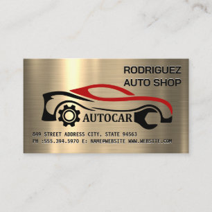 Auto-Reparatur-Logo   Gold-Metallic-Hintergrund Visitenkarte