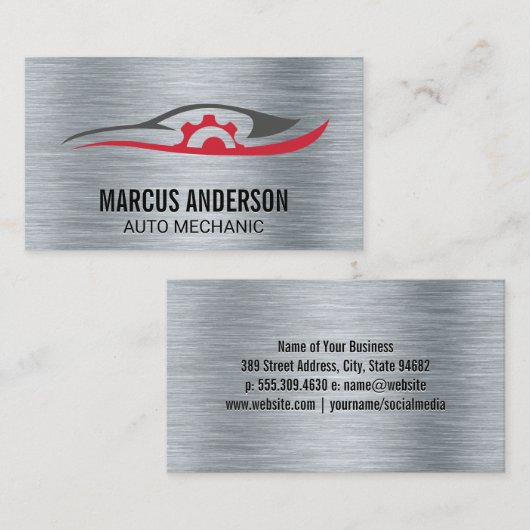 Auto-Reparatur-Logo | Hintergrund für metallisch g Visitenkarte (Vorne/Hinten)