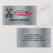 Auto-Reparatur-Logo | Metallic Brushed | Wrenches Visitenkarte (Vorne/Hinten)