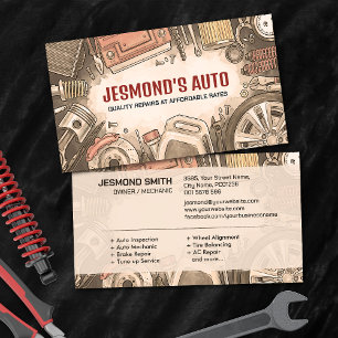 Auto-Reparatur - Mechaniker Visitenkarte