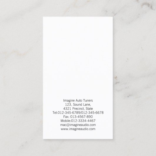 Auto Reparatur Mechanische Kraftfahrzeuge Motor Visitenkarte (Rückseite)